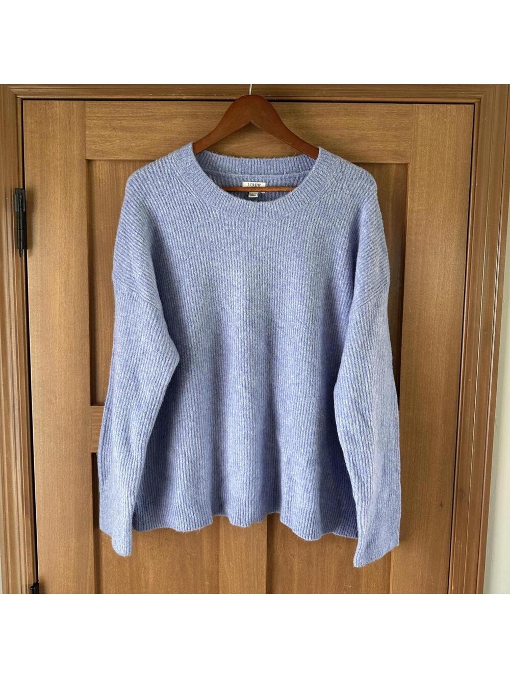 J.Crew Extra Soft Wool Blend Crewneck Pullover Sweater Blue Women’s size Large